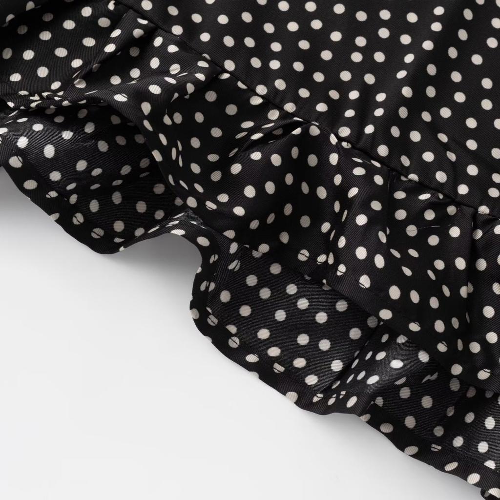 Pure desire ins American retro black and white polka dot suspender slim slim dress women's summer vacation style long skirt