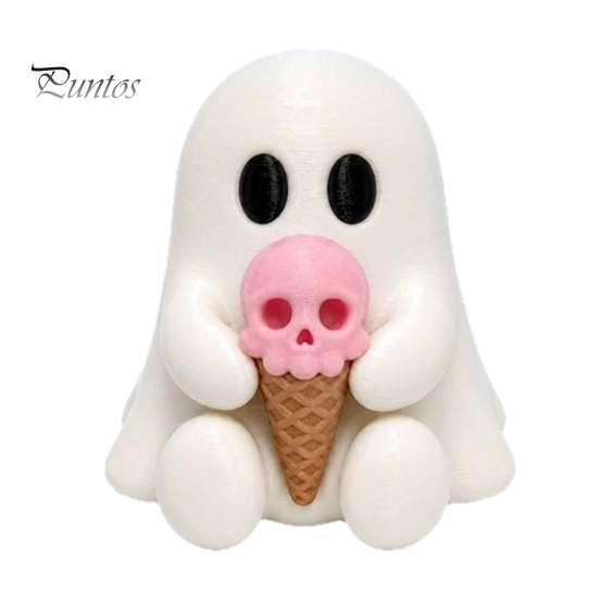 Artistic Resin Craft Gift Ice Cream Ghost Figurine, Cute Spooky Desk Decor for Summer Table Centerpiece Home, Soft Halloween Ornament, Festive Friends