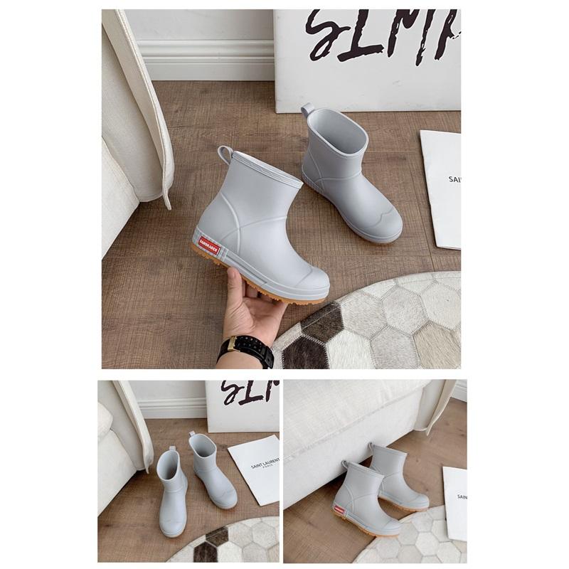 Unisex Waterproof Mid-Calf Rain Boots Non-Slip PVC Rain Shoes Simple Casual Style