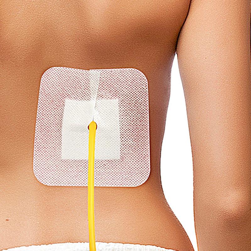 10/5Pcs Medical Drainage Tube Sterile Wound Dressing Non-Woven Patch with Hole for Renal Puncture Urinary Catheter Fixation