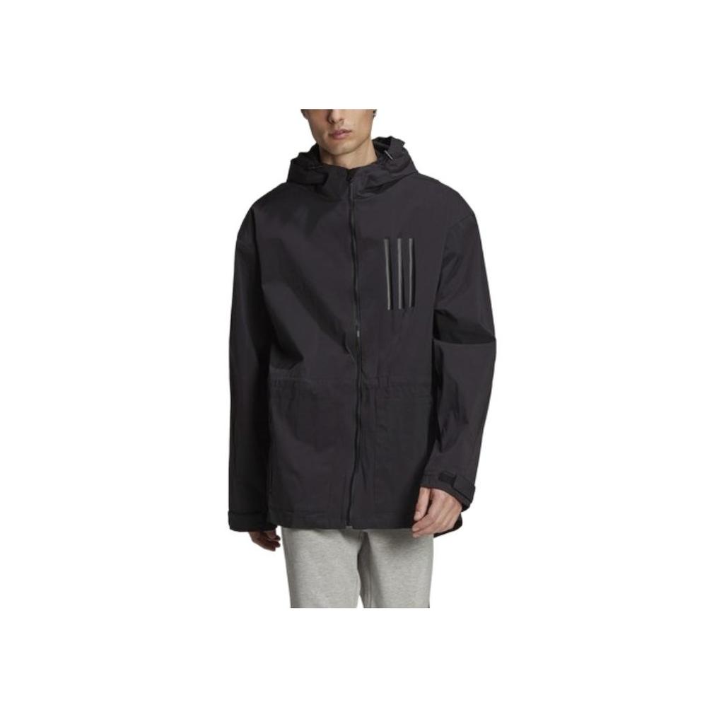 adidas Mens Solid Color Comfortable Hooded Long Sleeve Jacket Men Jacket Black H37591