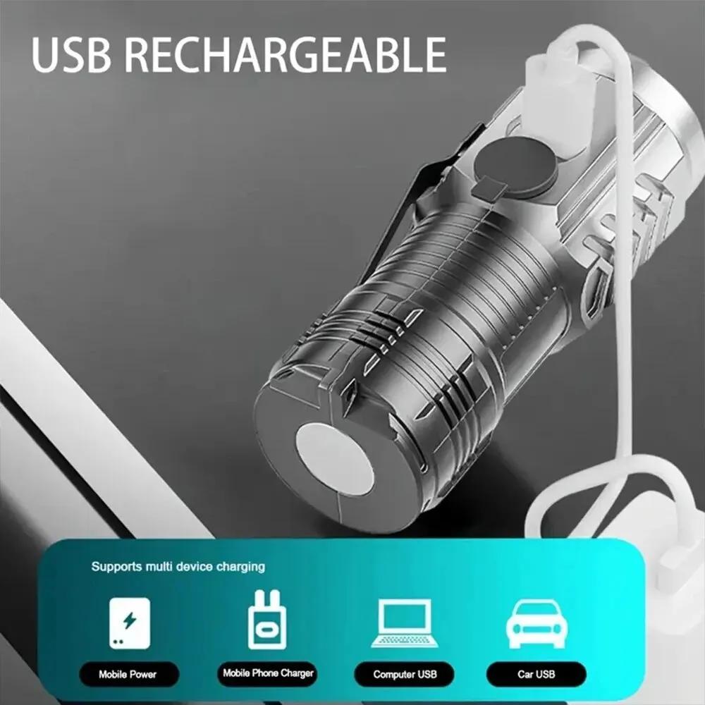 2000LM LED Super Bright Flashlight Portable Mini Burst Torch Rechargeable Outdoor Emergency Spotlight with Pen Clip Tail Magnet