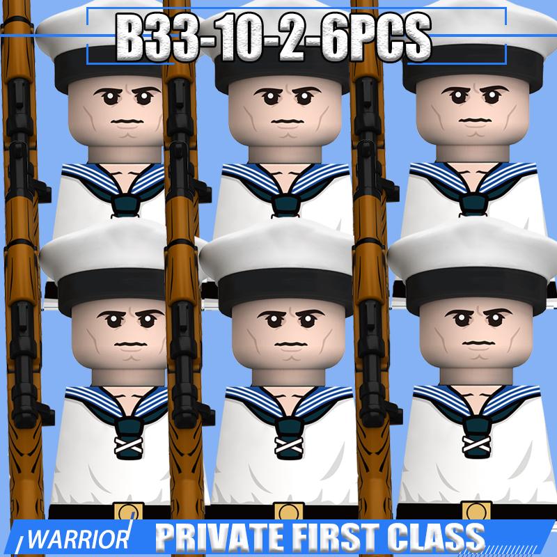WW2 Military Navy Soldier Figures Building Blocks Leader Army Warrior Boat Commander Artillery Accessories Gun Bricks Toys Gifts