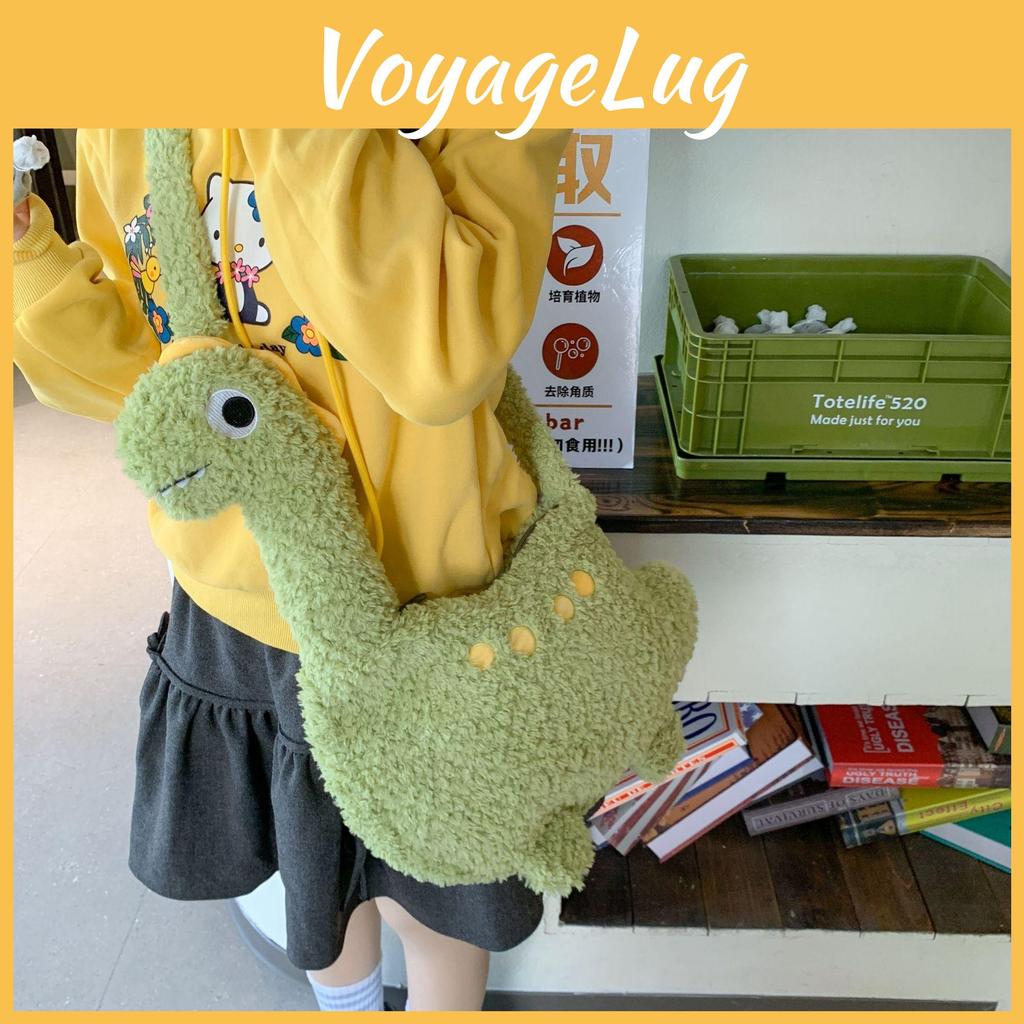 Cute Dinosaur Plush Crossbody Bag For Girls Handheld Toy Style With Elliptical Shape And Zipper