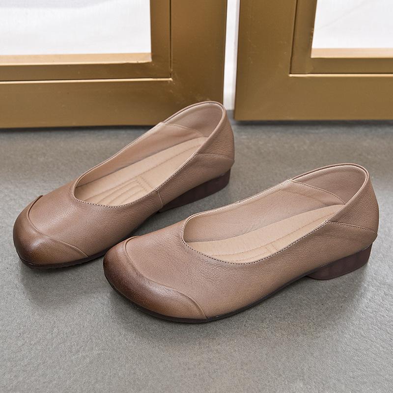 Single Shoes Female Spring Breathable New Simple Wind Commuter Flat Bottom Slip-On Square Head Shallow Mouth Casual Lazy Shoes