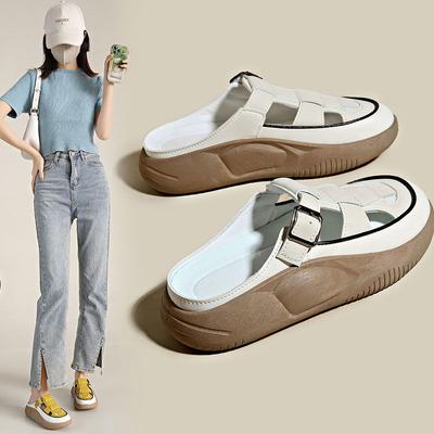 Slippers Women's Summer New Thick Sole Non-slip Half Slippers Wear Casual Beach Sandals Women's Shoes