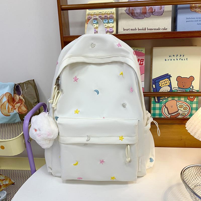 Korean version schoolbag female college student cute embroidery large-capacitycomputer backpack lightweight junior high school student travel backpack