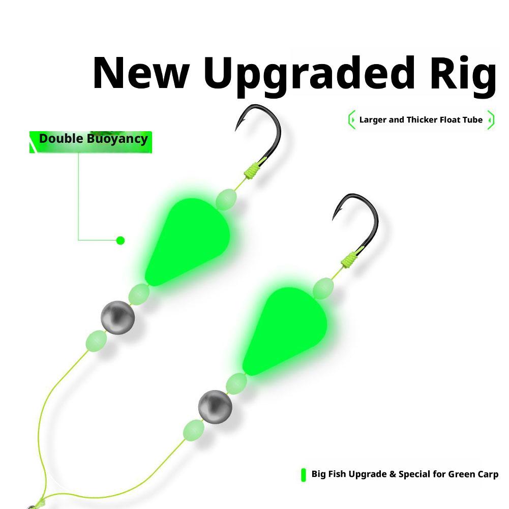 1 PCS Luminous Reverse Off Bottom Double Hook Line Set Reverse Fishing Hook Subline Teaser Fishing European Carp Inverted Rig