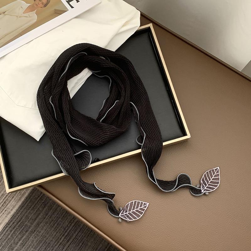 Triangle scarf scarf female personality design small leaf pendant scarf curved edge headscarf headband hair tie silk scarf waist