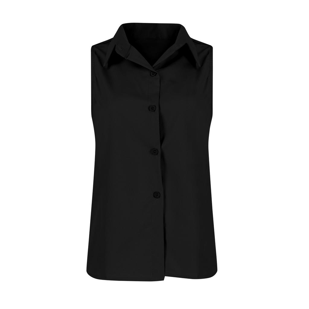 Women's Button Up Shirt Sleeveless Basic Casual Solid Color Summer Shirt Top