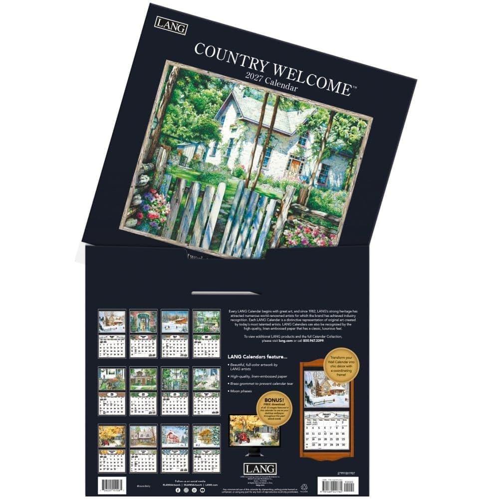 Lang Brands, LLC 2027 Country Welcome Wall Calendar US5027, 12-Month Hanging Calendar for Home and Office, Large Format 340x600mm