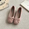 French retro silver soft-soled single shoes women's shoes summer ladyshoes evening bow flats casual light-mouth shoes