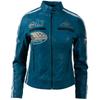 Women's Real Leather Biker Jacket (QOOC) - Denim