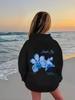 Trendy Vintage Hoodie Blue Leaf Girls Children's Sweatshirt Cute Graphic Hoody Boys Autumn Winter Casual Pullover Hoodies Kids