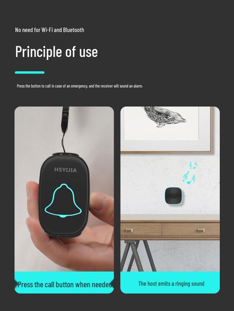 A808 Wireless Elderly Call Button Emergency Doorbell