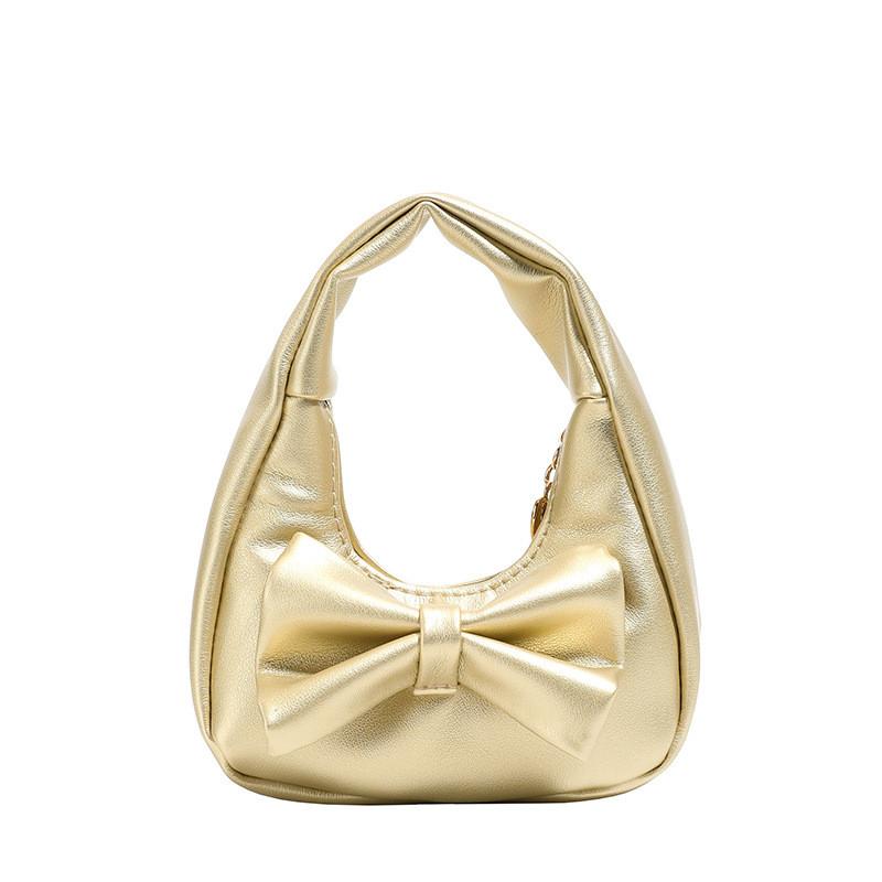Pu Mini Butterfly Bow Handbag For Girls With Zipper Closure And Inner Pockets