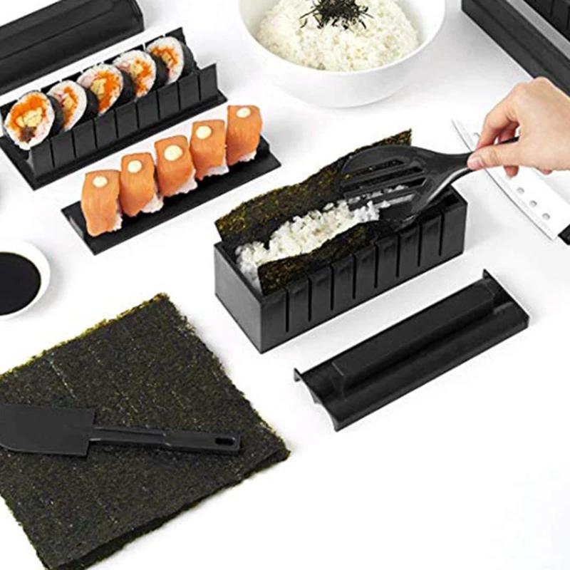 WIKHOSTAR 10 Pcs/collection Craft Sushi Making Kit Roll Sushi Maker Rice Roll Mold Kitchen Sushi Tools Japanese Sushi Cooking Tools Cooking Tools