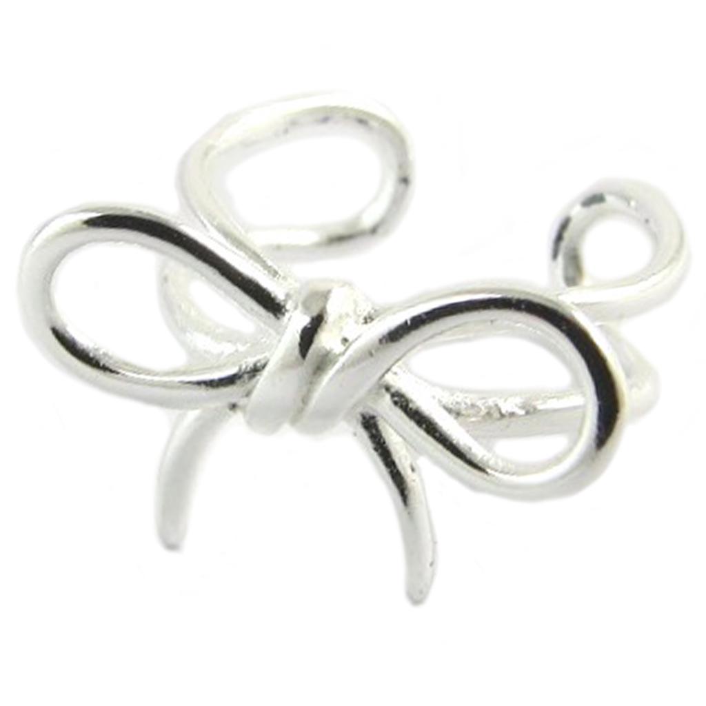 Les Trésors De Lily [Q2883] - Boucle Bague Oreille 'Noeud Romantique' argenté - 12x7 mm