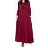Elegant Plus Size Women Cotton Long Sleeve Vintage Kaftan Casual Maxi Dress