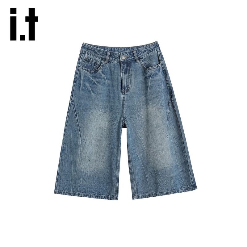 Izzueit Women s High-Waisted Wide-Leg Denim Shorts L