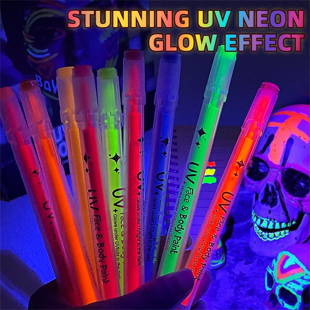 12 Color In The Dark Body And Face Paint Pens  Glow-in-the-dark Acrylic Pens  Creative Pens For Bars And Parties  12*3ml