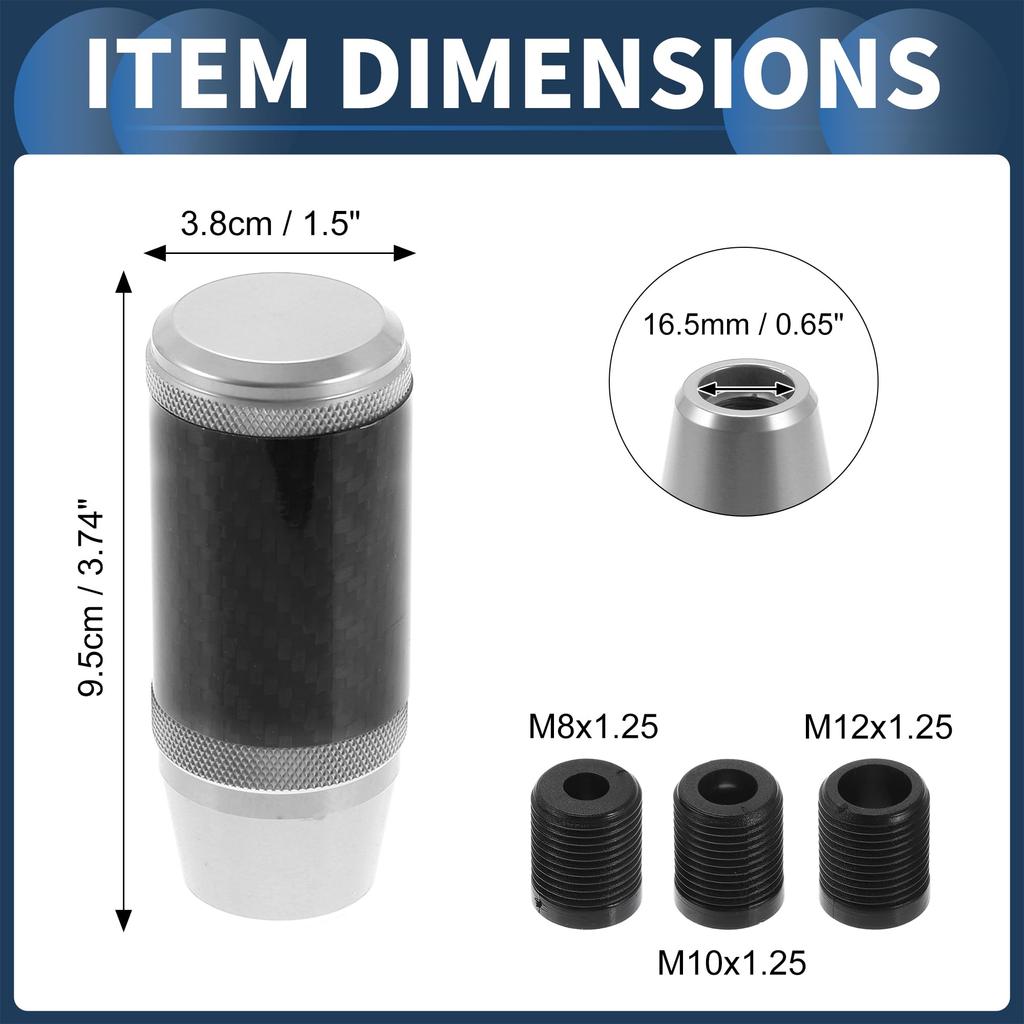 INFINAUTO Matte Frost Shift Universal Gear Shift Knob for Automatic and Manual Aluminum Alloy Silver Tone with 3 1 Set Knob, 9.5cm Cars, Adapters,