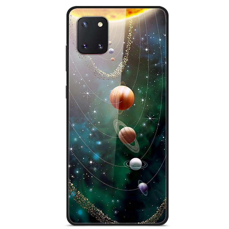 For Coque Samsung Note 10 Lite Case Tempered Glass Planet Space Cover for Samsung Galaxy Note10 Lite Case S10 Lite Glass Case