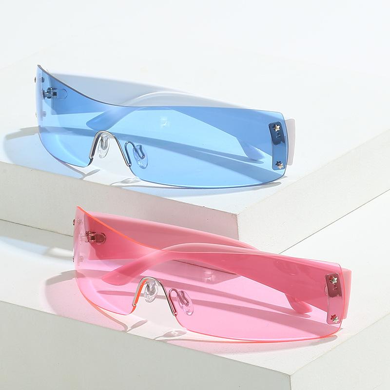 Frameless One-Piece Sports Sunglasses with UV400 Protection Unisex Design Lightweight for Running Cycling Driving