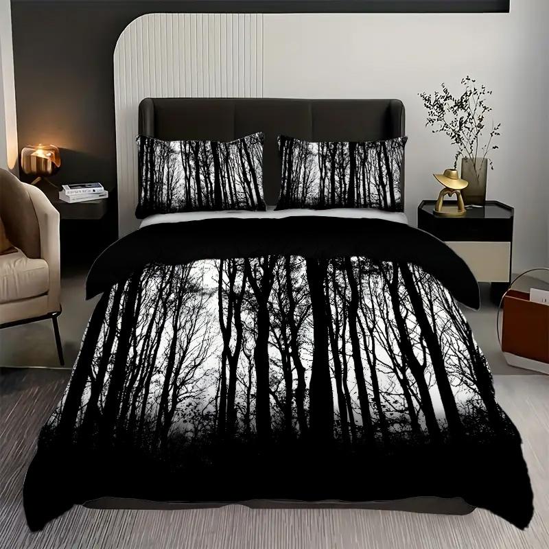 Black Forest Pattern 3D Print Bedding Set For Kids Teens Adults Black Style Duvet Cover Bed Cover Home Polyester Quilt Cover