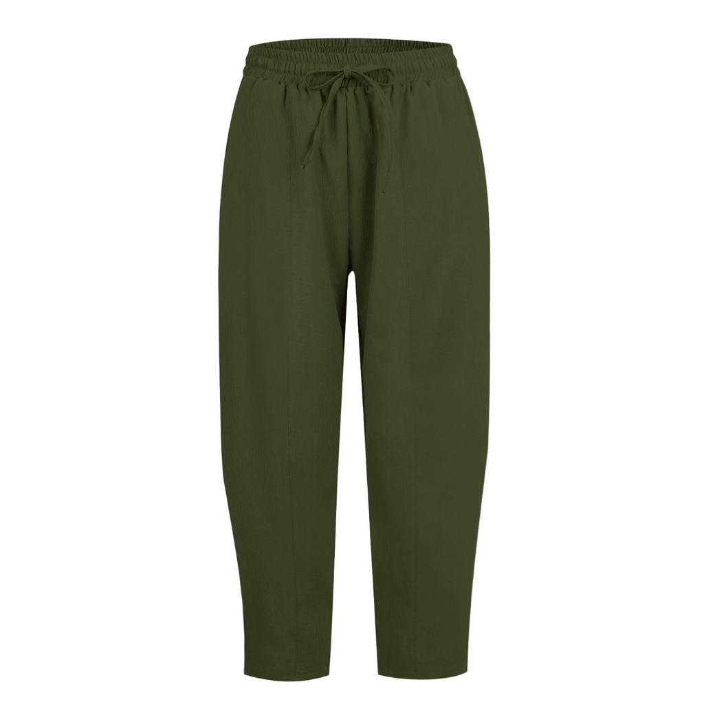 Pants For Women Casual Solid Summer Elastic Waist Loose Lightweight Drawstring  Trousers With Pockets