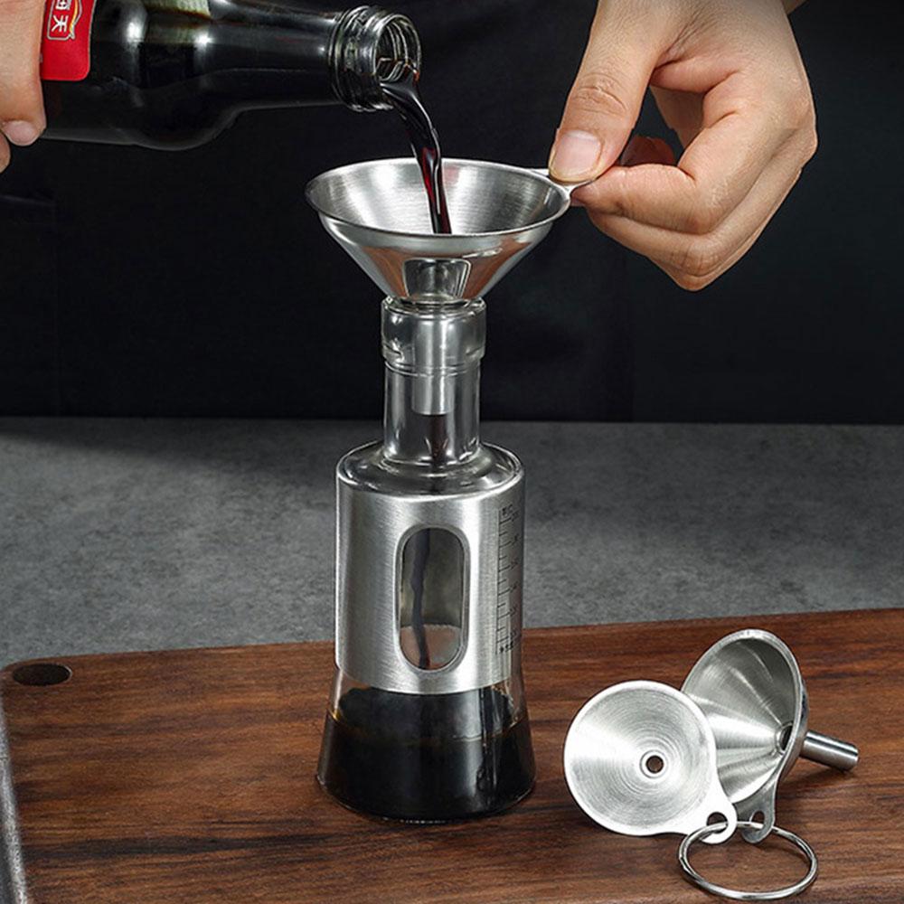 Mini funnel 3-piece set, made of stainless steel, durable and drop-resistant, convenient for transferring liquids