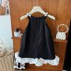 Summer Girls Black Princess Camisole Dress Stylish And Cute Sleeveless Party Gown For Kids Fashionable Children Clothing