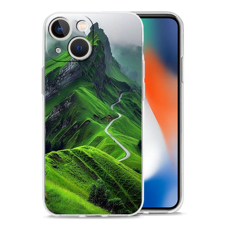 Phone Case For iPhone 17 Air Cases iPhone 16 15 12 13 14 Pro Max SE 7 8 Plus iPhone11 Clear Cover Mountain Peaks Landscape