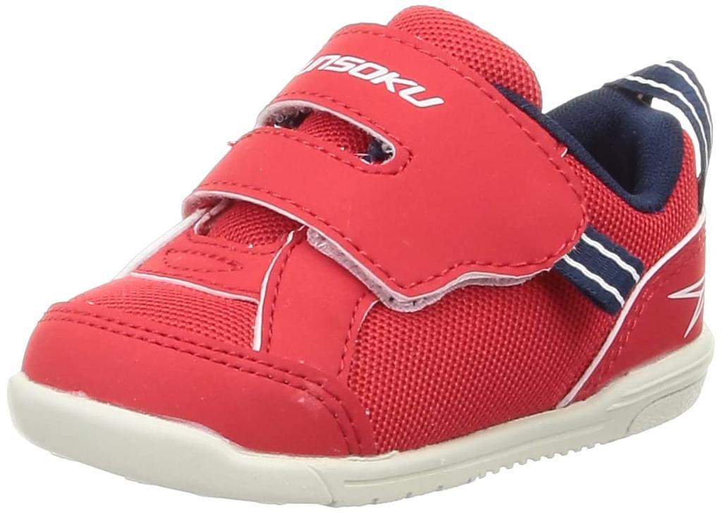 Shunsoku Baby Shoes Foot SJB Sneakers, Wide, Lightweight, Development, 12-15cm, Boys, Girls, 0680, Red, 13.5cm