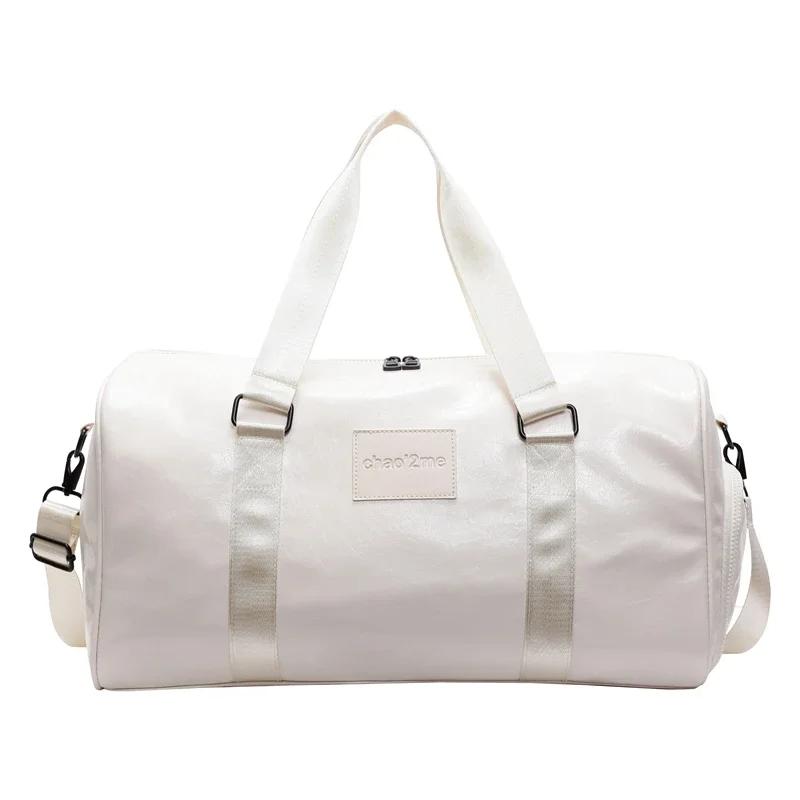 

Super Cool Glossy PU Large Capacity Travel Bag Simple Casual Sense of Luxury Shoulder Bags 2026 Fashi Versatile Crossbody Bags бежевый