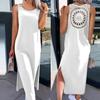 European and American Style Foreign Trade Women's Clothing Lace Hollow Strap Dress Sleeveless Slit Vest Skirt Over the Knee Medium and Long Skirt