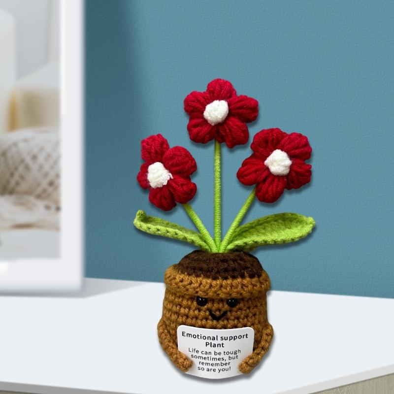 Handmade Yarn Crochet Potted Plant Craft Set Home Decoration Family Activity
