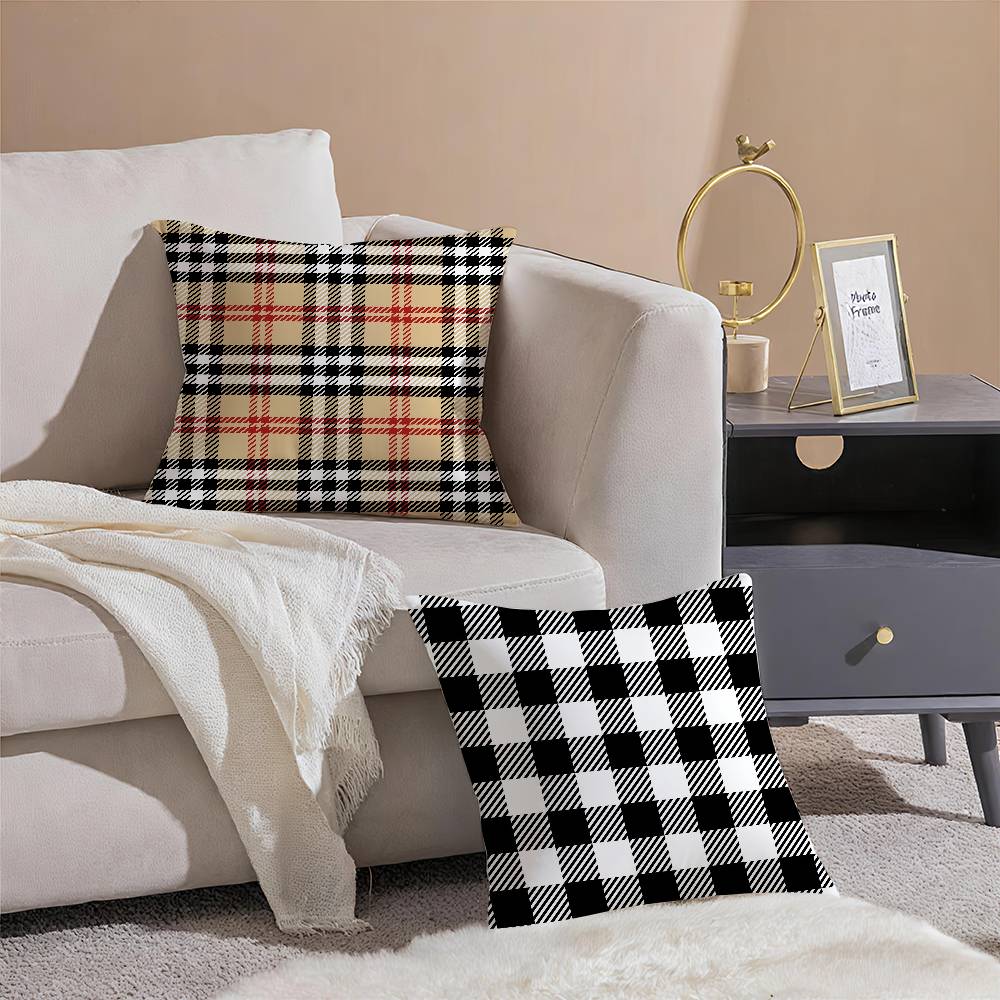 Elegant and Simple Home Plaid Pattern Pillow Case Printing Pillowcase Living Room Sofa Cushion Cover Bedroom Room Decor