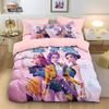 K-Pop Bedding Set Demon Hunters Themed Pink Or Black Other Side Print Polyester Student Dormitory Duvet Cover Boys Girls Gift