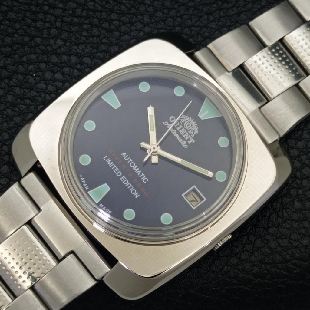 USED AUTOMATIC 46943 VINTAGE ORIENT JAPAN MENS BLUE COLOR DIAL WATCH A702237-5 R123-a702237