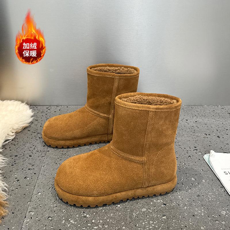 Fleece thickened snow boots women's new autumn and winter popular thick-soled heightening fluffy short boots warm and comfortable cotton shoes