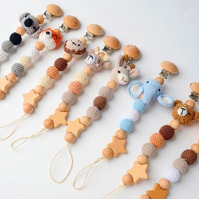 Storage Bag Anti-Drop Beech Wood Dummy Holder Baby Pacifier Clips Pacifier Holder Soother Chain