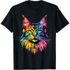 Maine Coon Cat Colorful Rainbow Color Popart Maine Coon Cats T-Shirt