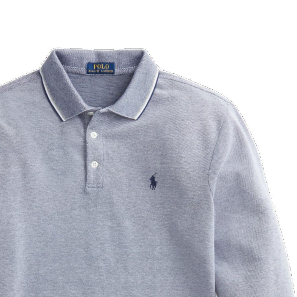 Polo Ralph Lauren SS24 Logo Brodert Bomull Langermet Poloskjorte Herre topper Blå MNPOKNI16821195-400
