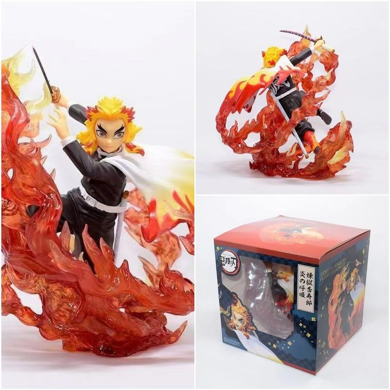 Demon Slayer 17cm Kyojuro Rengoku Statue, Flame Hashira Battle Pose Anime Figure, Premium Collectible Model & Display