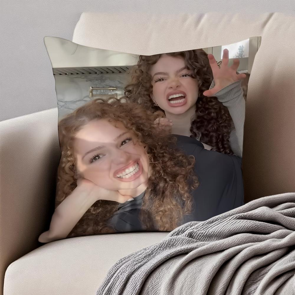 Hot Charismatic Celebrity KKalogeras Sisters Cushion Cover Pillowcase Antidustmite Invisible Zipper Short Plush Sofa Cushion