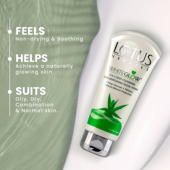 Lotus Herbals 3 In 1 Deep Cleansing Facial Foam 100g (Pack of 2)