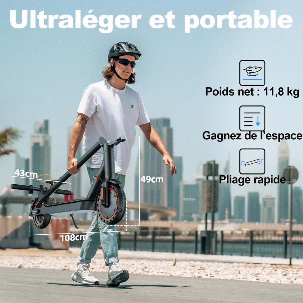 Trotinetă Electrică pentru Adulți TODIMART T3 350W 25KM/H Baterie 35KM 36V 7.8Ah Antifurt Pliabilă Roți Fagure 120KG