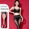 Seamless Mesh Horse Oil Shine Black Pantyhose with Hollow Waist & Apple Butt Design