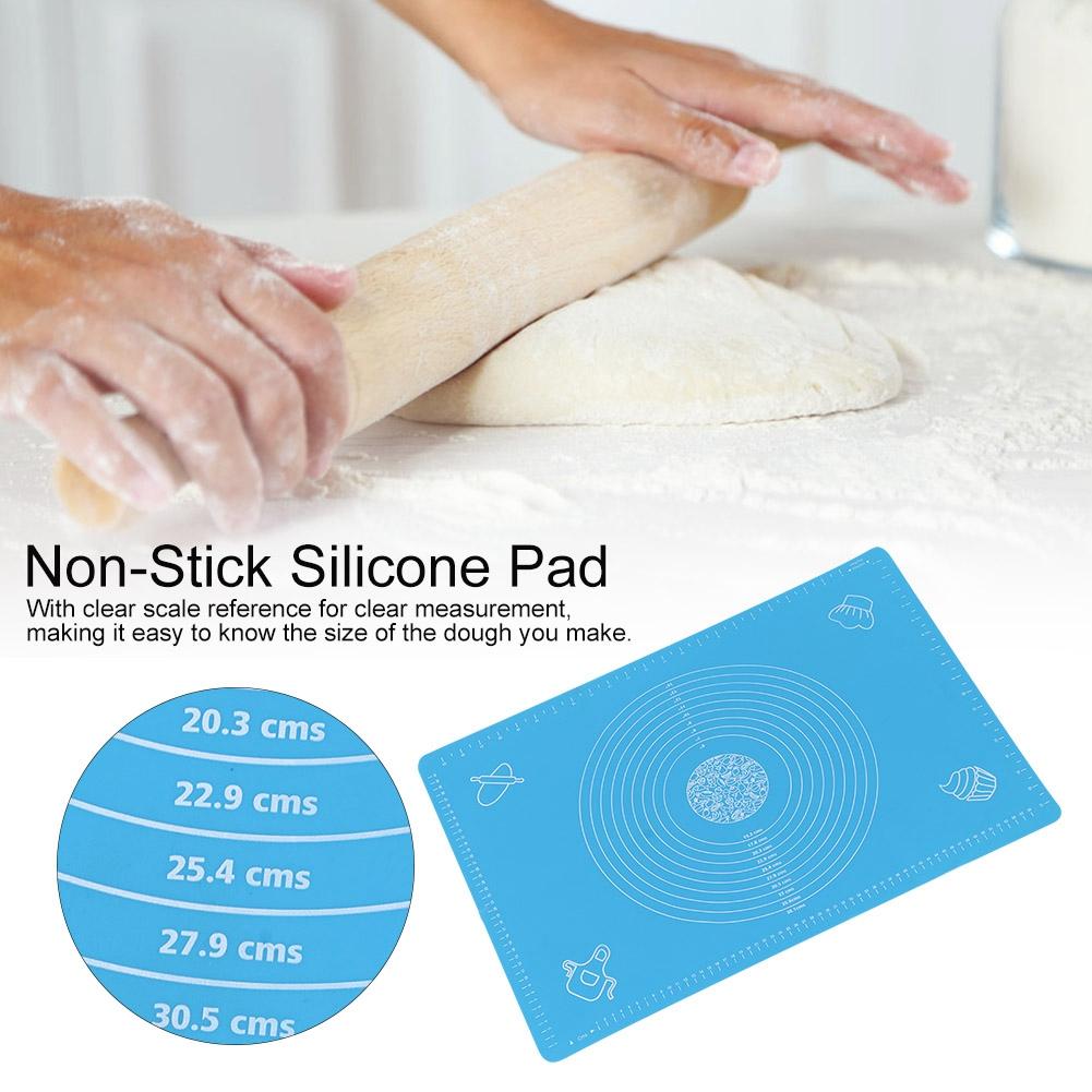64x45cm High Temperature Resistant Non-Stick Silicone Dough Mat with Scale Baking Tool(Blue )